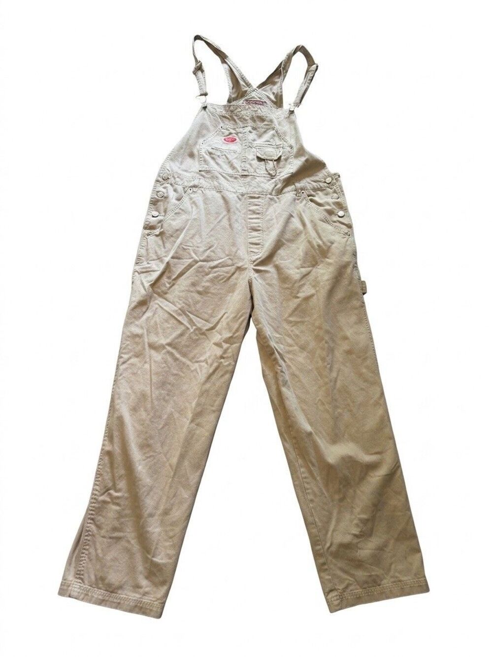 VTG 90s Revolt Khaki Denim Overalls Womens 20 Plus Carpenter Bib Utility Grunge